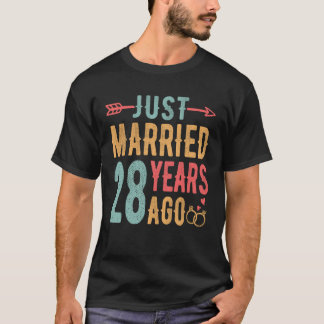 Just Married 28 Years Ago - 28th Wedding Anniversa T-Shirt