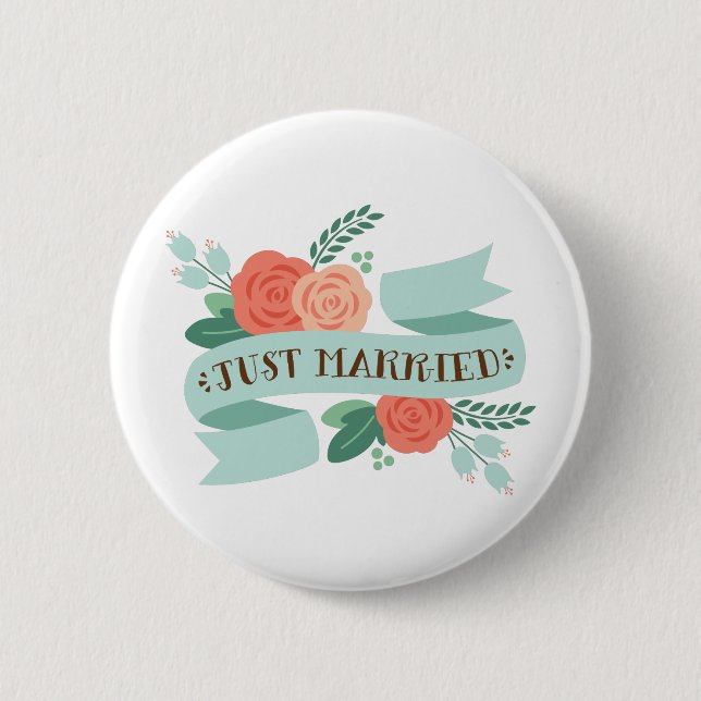 Just Married 2 Inch Round Button (Front)