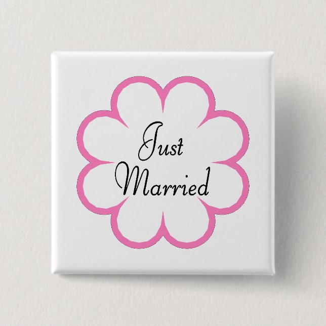 Just Married 2 Inch Square Button (Front)