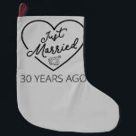 Just Married 30 Years Ago III Large Christmas Stocking<br><div class="desc">Cute design, perfect for anyone who's been married for 30 years and to a wedding vow renewal ceremony. It makes a great matching outfit for couples! 'Just Married 30 Years Ago' quote for a couple who got married 30 years ago or a couple renewing wedding vows on their wedding anniversary....</div>