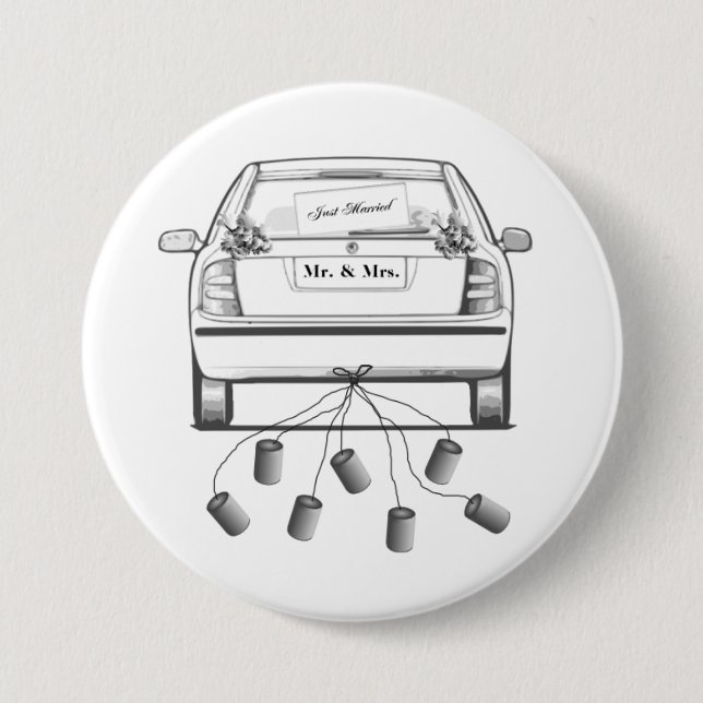 Just Married 3 Inch Round Button (Front)