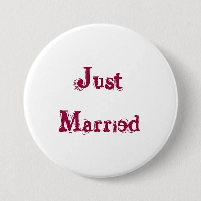 Just Married 3 Inch Round Button (Front)