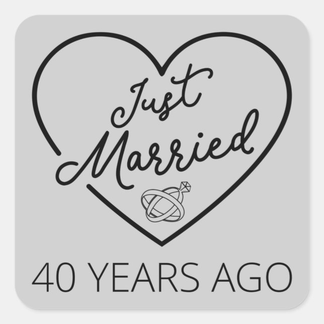 Just Married 40 Years Ago III Square Sticker (Front)