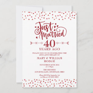 Just Married 40th Wedding Anniversary Invitation