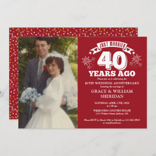 Just Married 40th Wedding Anniversary Photo Invitation