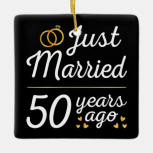 Just Married 50 Years Ago II Ceramic Ornament
