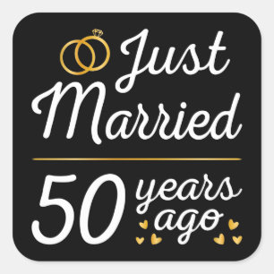 Just Married 50 Years Ago II Square Sticker