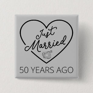 Just Married 50 Years Ago III 2 Inch Square Button