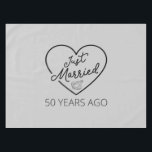 Just Married 50 Years Ago III Tablecloth<br><div class="desc">Cute design, perfect for anyone who's been married for 50 years and to a wedding vow renewal ceremony. It makes a great matching outfit for couples! 'Just Married 50 Years Ago' quote for a couple who got married 50 years ago or a couple renewing wedding vows on their golden anniversary....</div>