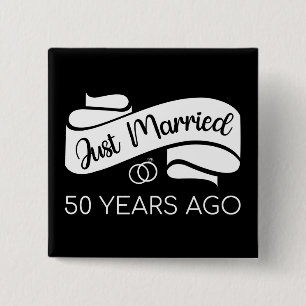 Just Married 50 Years Ago V 2 Inch Square Button