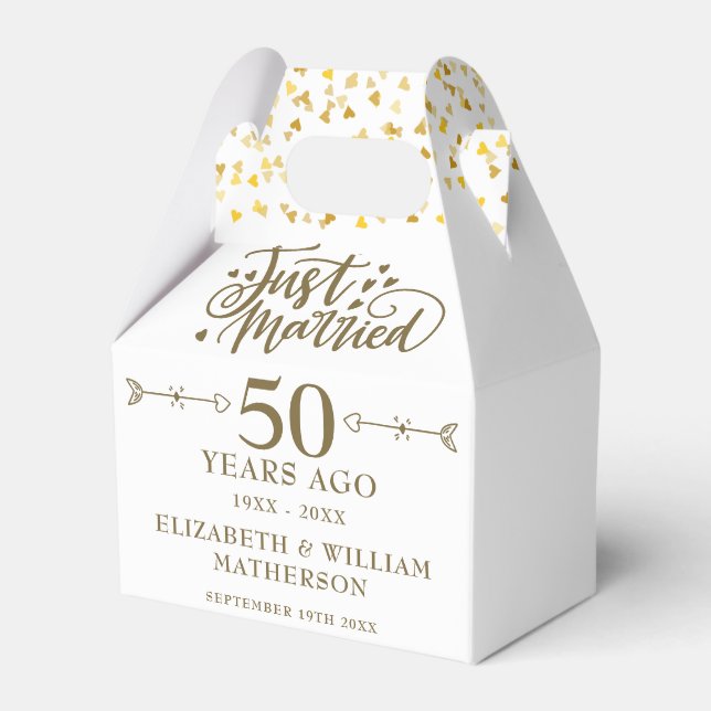 Just Married 50th Golden Wedding Anniversary Favor Box (Back Side)