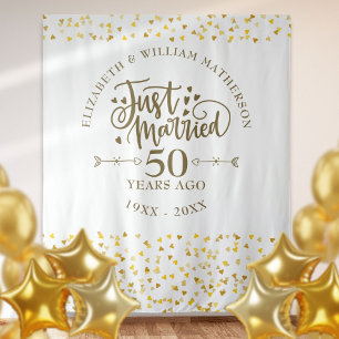 Just Married 50th Wedding Anniversary Backdrop Tapestry