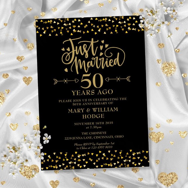 Just Married 50th Wedding Anniversary Invitation (Just Married 50th Wedding Anniversary Invitation)