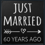 Just Married 60 Years Ago I Napkin<br><div class="desc">Cute design, perfect for anyone who's been married for 60 years and to a wedding vow renewal ceremony. It makes a great matching outfit for couples! 'Just Married 60 Years Ago' quote for a couple who got married 60 years ago or a couple renewing wedding vows on their wedding anniversary....</div>