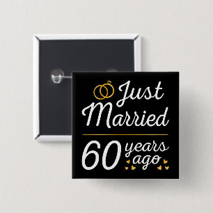 Just Married 60 Years Ago II 2 Inch Square Button