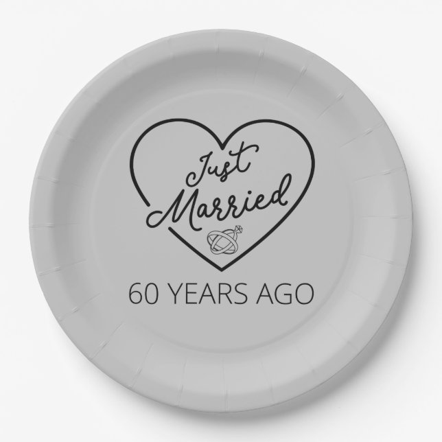 Just Married 60 Years Ago III Paper Plate (Front)