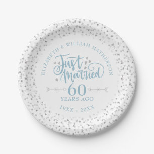 Just Married 60th Wedding Anniversary Paper Plate