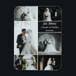 Just Married 6 Photo Wedding Collage Magnet<br><div class="desc">Celebrate your wedding memories with this personalized photo collage magnet. Featuring six photo placeholders and editable text for names, date, and the phrase Just Married, this elegant design makes a meaningful keepsake or wedding favour. Customize in minutes: - Replace with 6 of your favourite photos - Add bride and groom...</div>