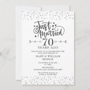 Just Married 70th Wedding Anniversary Invitation