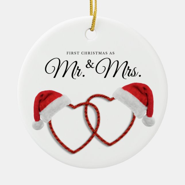 Just Married a Christmas Ornament Newly Weds heart (Front)