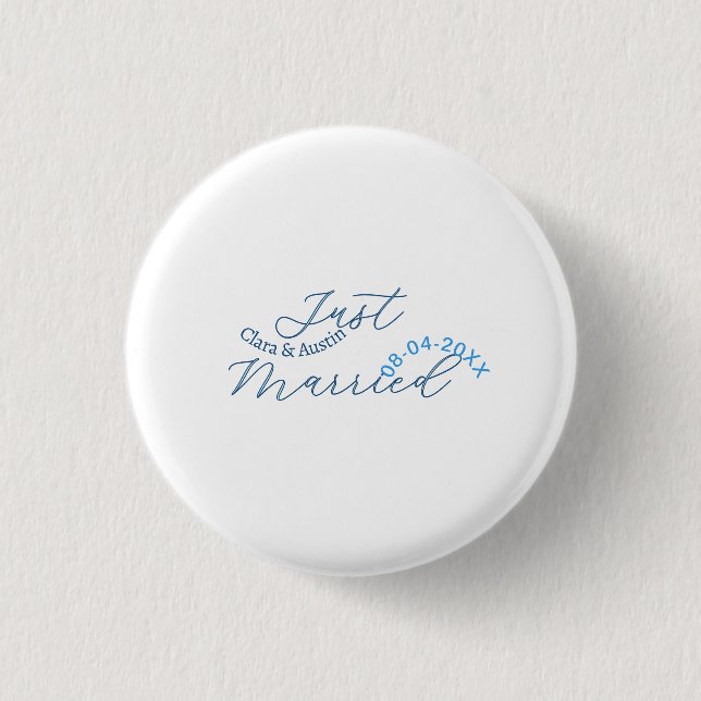 Just Married add couple name date year wedding sim 1 Inch Round Button (Front)