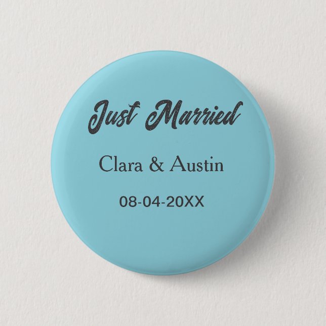 Just Married add couple name date year wedding sim 2 Inch Round Button (Front)