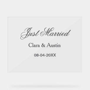 Just Married add couple name date year wedding sim Acrylic Sign