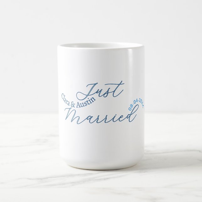 Just Married add couple name date year wedding sim Coffee Mug (Center)