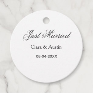 Just Married add couple name date year wedding sim Favour Tags