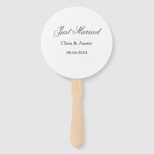 Just Married add couple name date year wedding sim Hand Fan