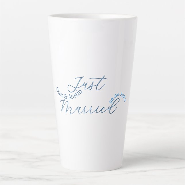 Just Married add couple name date year wedding sim Latte Mug (Front)