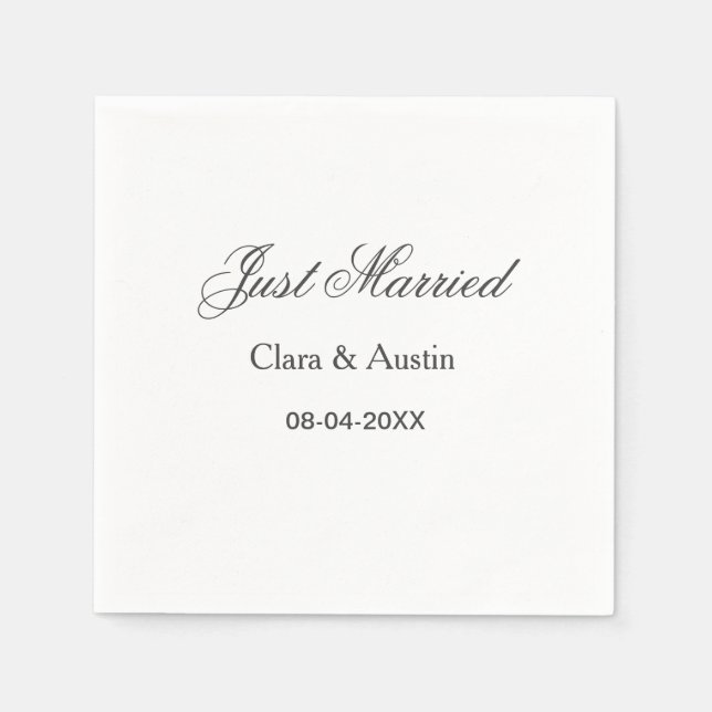 Just Married add couple name date year wedding sim Napkin (Front)