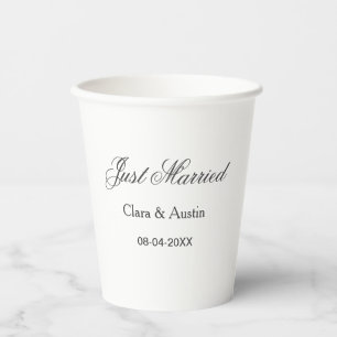 Just Married add couple name date year wedding sim Paper Cups