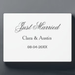 Just Married add couple name date year wedding sim Plaque<br><div class="desc">design</div>