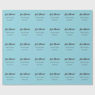 Just Married add couple name date year wedding sim Wrapping Paper