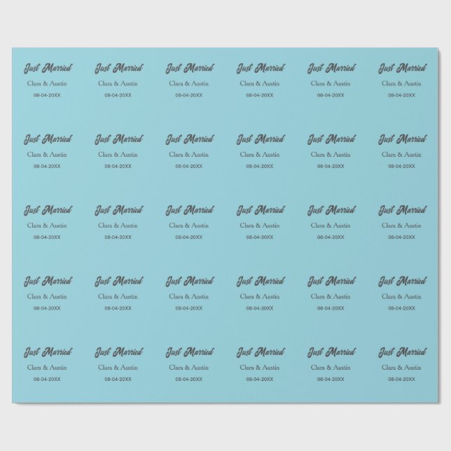 Just Married add couple name date year wedding sim Wrapping Paper (Flat)