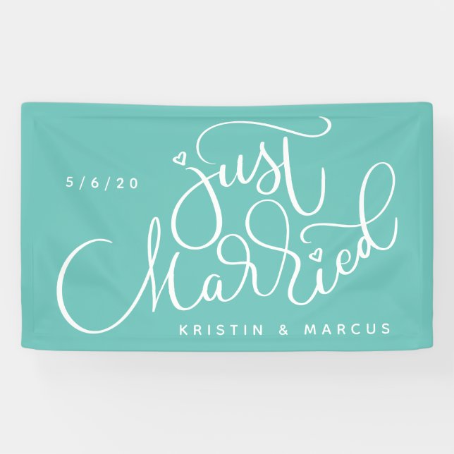 Just Married | Add Your Name & Date Banner (Horizontal)