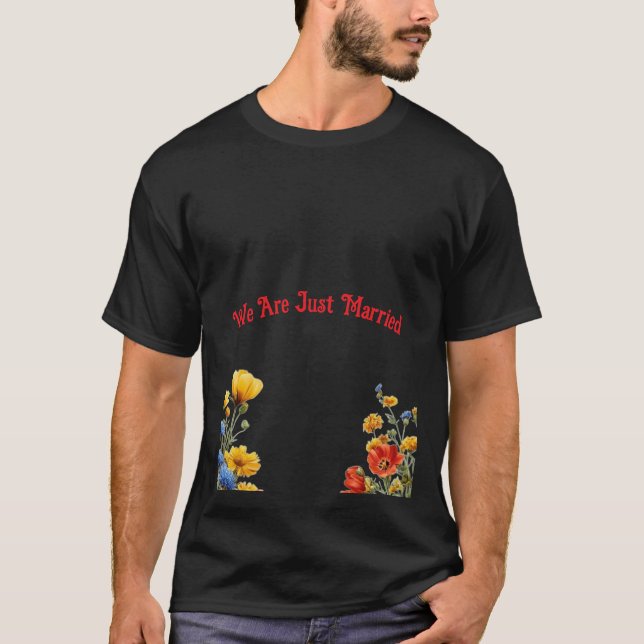 Just Married Aesthetic Sticker – Wedding Vibes T-Shirt (Front)