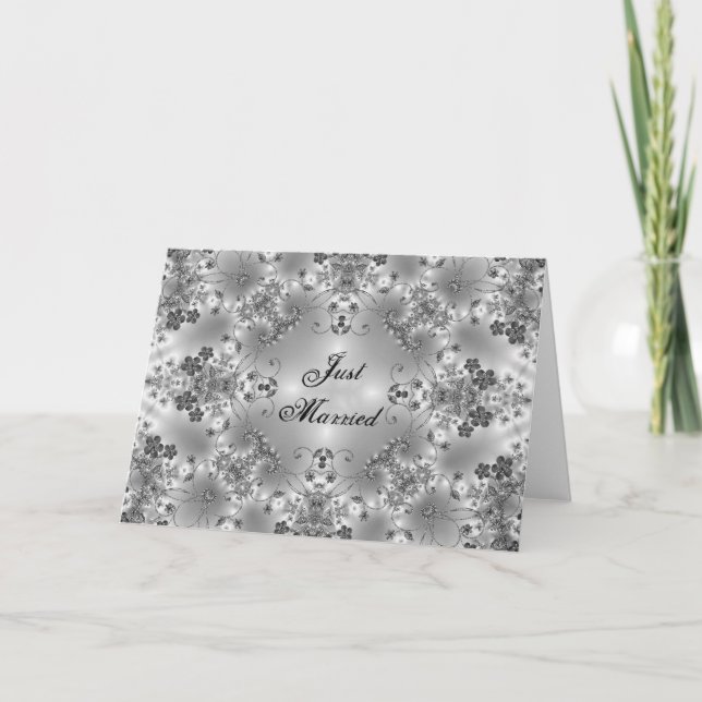 Just Married Announcement Floral B/W (Front)