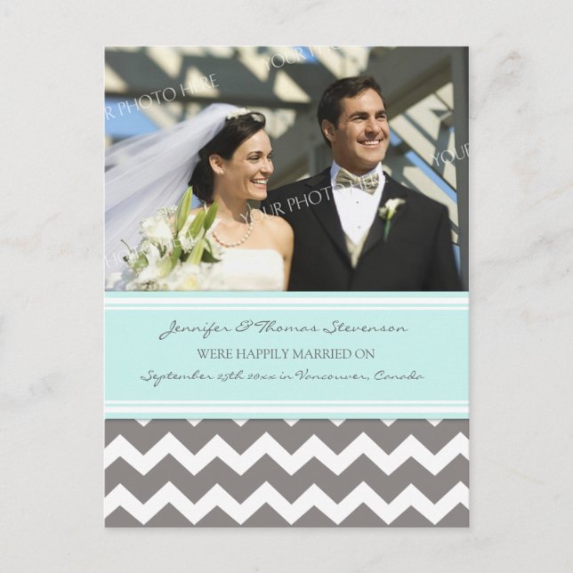 Just Married Announcement Photo Postcards Grey (Front)