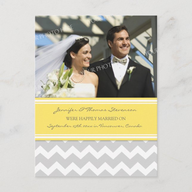 Just Married Announcement Photo Postcards Grey (Front)