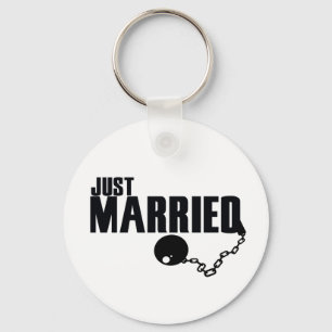 Just Married ball and chain Keychain