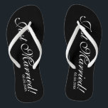 Just Married beach flip flops for bride and groom<br><div class="desc">Just Married beach flip flops for bride and groom / mr and mrs couple. Add your date of marriage. Personalized name elegant flipflops for newlyweds and their entourage. Make your own personalized wedge sandals for team bride, brides maid, maid of honour, flower girl, mother of the bride, mother of the...</div>