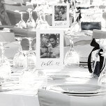 Just Married Black And White Photo Wedding Table Number<br><div class="desc">These minimalist table numbers have a classic black and white photo of the happy couple in the centre with the addition of elegant script just beneath. To edit the text and change the photo on both sides click on the personalize button.</div>