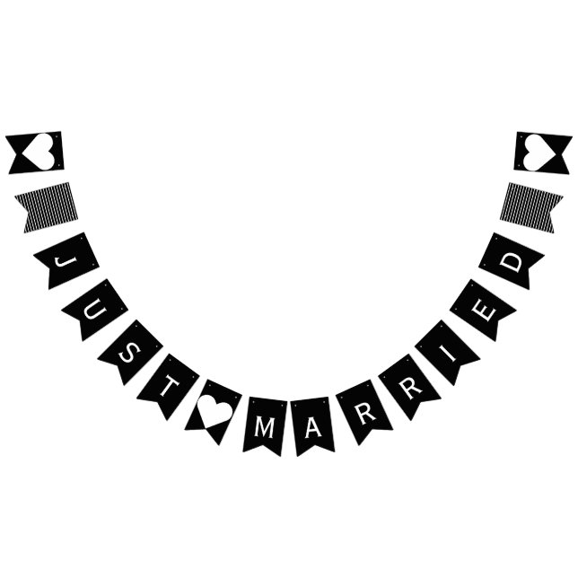 Just Married Black and White Wedding Bunting Bunting Flags (All)
