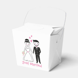 Just Married Black Pink Bride Groom Wedding Favor Box