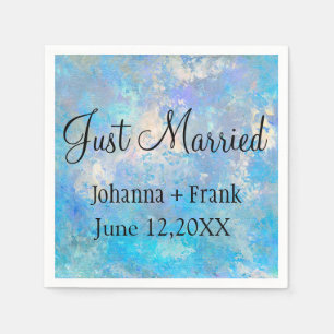 Just Married Blue Napkin
