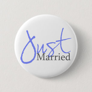 Just Married (Blue Script) 2 Inch Round Button