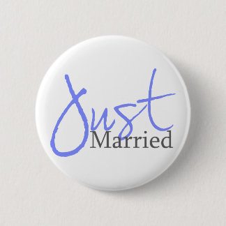 Just Married (Blue Script) 2 Inch Round Button