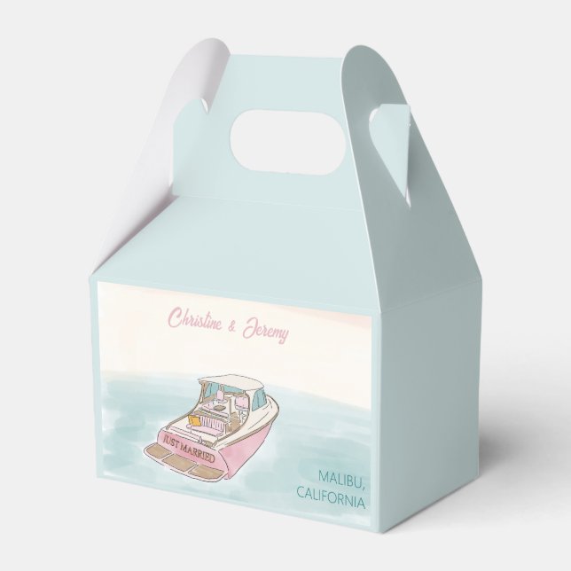 Just married boat for wedding  favor box (Front Side)